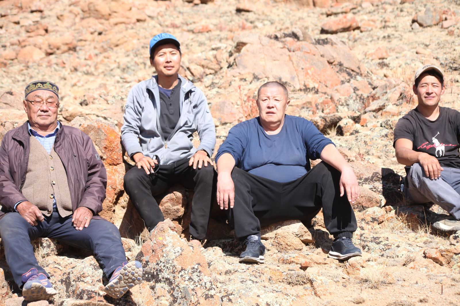 Our harvest team on the rocky slopes of the Altai Mountains, Mongolia
